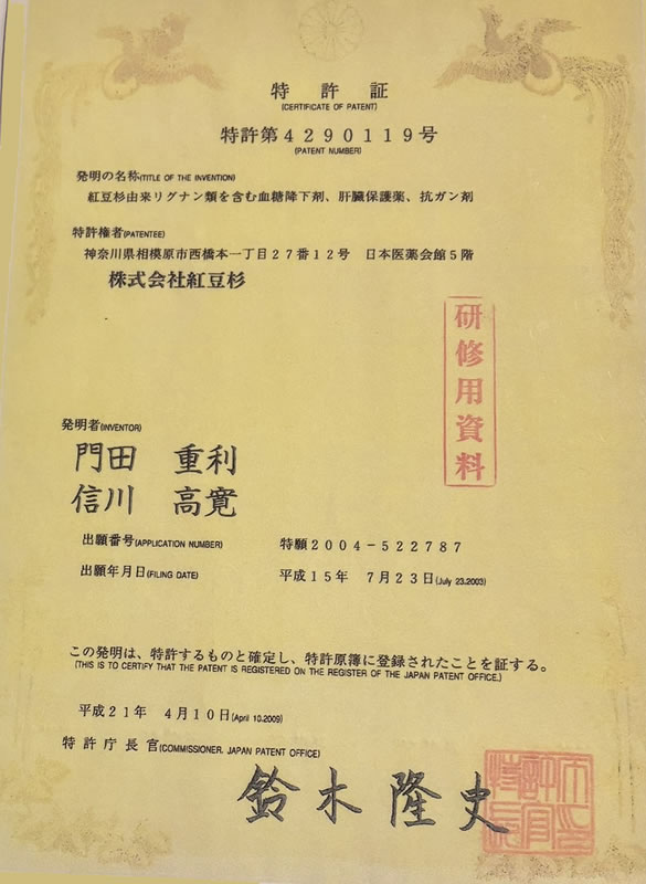 特許証：特許第4290119号